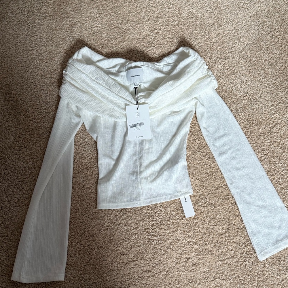 Reformation Amabel Knit Top Ivory - Size XS - Picture 4 of 5